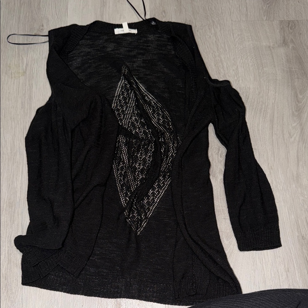 Women’s Maurice’s Black Open Knit Cardigan with open shoulders